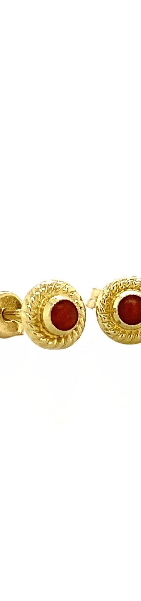 Vintage 14K Gold Stud Earrings with Red Coral
